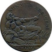UK HalfPenny D&H Lancashire Lancaster MDCCXCI (1791) NUNQUAM ARESCERE MDCCXCI coin reverse UK HalfPenny D&H Lancashire Lancaster MDCCXCI (1791) NUNQUAM ARESCERE MDCCXCI coin reverse