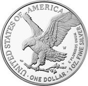 USA One Dollar (Walking Liberty. Type 2) UNITED STATES OF AMERICA E PLURIBUS UNUM ONE DOLLAR 1 OZ. FINE SILVER S W ESD coin reverse USA One Dollar (Walking Liberty. Type 2) UNITED STATES OF AMERICA E PLURIBUS UNUM ONE DOLLAR 1 OZ. FINE SILVER S W ESD coin reverse