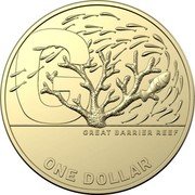 Australia One Dollar (G - Great Barrier Reef) ONE DOLLAR G GREAT BARRRIER REEF coin reverse