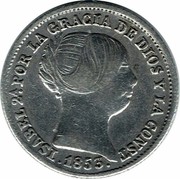 Spain Real (Isabel II) KM# 598.1 ISABEL 2A POR LA GRACIA DE DIOS Y LA CONST 1853 coin obverse Spain Real (Isabel II) KM# 598.1 ISABEL 2A POR LA GRACIA DE DIOS Y LA CONST 1853 coin obverse