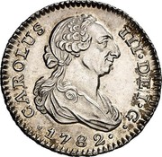 Spain Real (Carlos III) KM# 411.1 CAROLUS III DEI G 1782 coin obverse Spain Real (Carlos III) KM# 411.1 CAROLUS III DEI G 1782 coin obverse