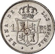 Spain Real (Isabel II) KM# 606.1 REINA DE LAS ESPAÑAS 1 RL coin reverse Spain Real (Isabel II) KM# 606.1 REINA DE LAS ESPAÑAS 1 RL coin reverse