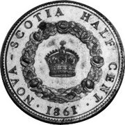 Canada Half Cent Victoria- pattern 1861 KM# Pn3 HALF CENT 1861 NOVA SCOTIA coin reverse Canada Half Cent Victoria- pattern 1861 KM# Pn3 HALF CENT 1861 NOVA SCOTIA coin reverse