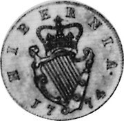 Ireland 1/2 Penny (George III- Pattern) KM# Pn28 HIBERNIA 17 74 coin reverse