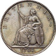 UK 1/2 Penny (George III- Pattern) KM# PnB63 BRITANNIA 1788 coin reverse UK 1/2 Penny (George III- Pattern) KM# PnB63 BRITANNIA 1788 coin reverse