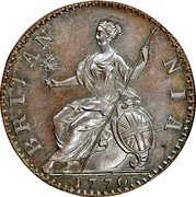 UK 1/2 Penny (George III- Pattern) KM# PnA50 BRITAN NIA 1770 coin reverse UK 1/2 Penny (George III- Pattern) KM# PnA50 BRITAN NIA 1770 coin reverse