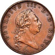 UK 1/2 Penny (George III) KM# PnC63 GEORGIUS III D G REX coin obverse UK 1/2 Penny (George III) KM# PnC63 GEORGIUS III D G REX coin obverse