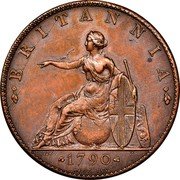 UK 1/2 Penny (George III) KM# PnC63 BRITANNIA 1790 coin reverse UK 1/2 Penny (George III) KM# PnC63 BRITANNIA 1790 coin reverse
