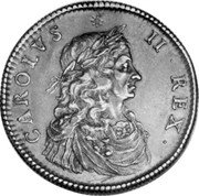 UK 1 Broad (Charles II- pattern) KM# Pn28 CAROLVS II REX coin obverse