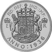 UK 1 Crown (Edward VIII) X# 100 FID DEF IND IMP E R ANNO 1936 coin reverse