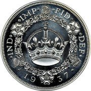 UK 1 Crown Crown 1937 Proof X# 102 IND IMP FID DEF 19 37 coin reverse