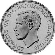 UK 1 Crown (Edward VIII) X# 103 EDWARDVS VIII D G BR OMN REX F D IND IMP coin obverse
