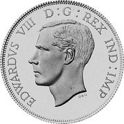 UK 1 Double Florin Edward VIII 1937 Proof X# 101 EDWARDVS VIII D G REX IND IMP coin obverse UK 1 Double Florin Edward VIII 1937 Proof X# 101 EDWARDVS VIII D G REX IND IMP coin obverse