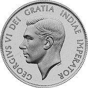 UK 1 Double Florin George VI 1937 Reeded edge, coin alignment, X# P91 X# 104 GEORGIVS VI DEI GRATIA INDIAE IMPERATOR coin obverse UK 1 Double Florin George VI 1937 Reeded edge, coin alignment, X# P91 X# 104 GEORGIVS VI DEI GRATIA INDIAE IMPERATOR coin obverse