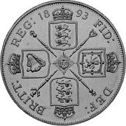 UK 1 Double Florin Victoria 1893 Proof X# 84 BRITT REG 1893 FID DEF coin reverse UK 1 Double Florin Victoria 1893 Proof X# 84 BRITT REG 1893 FID DEF coin reverse