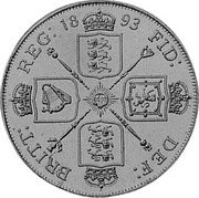 UK 1 Double Florin (Victoria) X# 85.1 BRITT REG 1893 FID DEF coin reverse