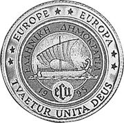 Greece ECU Piefort 1995 X# P10 EUROPE EUROPA TVAETUR UNITA DEUS ΕΛΛΗΝΙΚΗ ΔΗΜΟΚΡΑΤΙΛ ECU 19 95 coin obverse