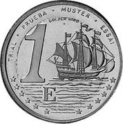 UK 1 Euro (Elizabeth II - pattern) X# Pn16 TRIAL PRUEBA MUSTER ESSAI GOLDEN WIND 1 E coin reverse