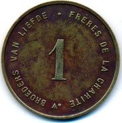 Belgium 1 Franc 1- st seria ND FRERES DE LA CHARITE BROEDERS VAN LIEFDE 1 coin reverse Belgium 1 Franc 1- st seria ND FRERES DE LA CHARITE BROEDERS VAN LIEFDE 1 coin reverse