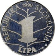 Slovenia 1 Lipa France Preseren 1990 Proof X# Tn2 REPUBLIKA SLOVENIJA 1 LIPA 1990 coin obverse Slovenia 1 Lipa France Preseren 1990 Proof X# Tn2 REPUBLIKA SLOVENIJA 1 LIPA 1990 coin obverse