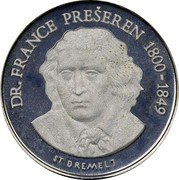 Slovenia 1 Lipa France Preseren 1990 Proof X# Tn2 DR FRANCE PREŠEREN 1800- 1849 ST DREMEL 7 coin reverse Slovenia 1 Lipa France Preseren 1990 Proof X# Tn2 DR FRANCE PREŠEREN 1800- 1849 ST DREMEL 7 coin reverse