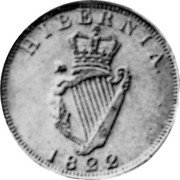 Ireland 1 Penny (George IV - Pattern) KM# Pn43 HIBERNIA. 1822 coin reverse