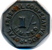 UK 1 Penny ND British Token Coins ROYAL ARSENAL CO-OPERATIVE SOC 1/- LIMITED coin obverse UK 1 Penny ND British Token Coins ROYAL ARSENAL CO-OPERATIVE SOC 1/- LIMITED coin obverse