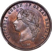 New Zealand 1 Penny Victoria. Pattern 1879 X# Pn1 VICTORIA QUEEN OF GREAT BRITAIN coin obverse New Zealand 1 Penny Victoria. Pattern 1879 X# Pn1 VICTORIA QUEEN OF GREAT BRITAIN coin obverse