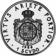 Malta 1 Scvdo (Andrew Bertie) X# 138 VIRTVS ARIETE FORTIOR 1988 1 SCVDO coin reverse Malta 1 Scvdo (Andrew Bertie) X# 138 VIRTVS ARIETE FORTIOR 1988 1 SCVDO coin reverse