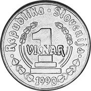 Slovenia 1 Vinar Lipa Holding Ljubljana Series 1990 X# Tn1 REPUBLIKA SLOVENIJA 1 VINAR 1990 coin obverse Slovenia 1 Vinar Lipa Holding Ljubljana Series 1990 X# Tn1 REPUBLIKA SLOVENIJA 1 VINAR 1990 coin obverse