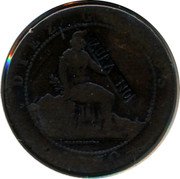 Spain 10 Centimos countermark 1870 DIEZ GRAMOS 1870 L MARCHIONNI MAURA NO coin obverse