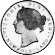 Canada 10 Cents (Victoria- pattern) KM# Pn10 VICTORIA D G REG NEWFOUNDLAND coin obverse Canada 10 Cents (Victoria- pattern) KM# Pn10 VICTORIA D G REG NEWFOUNDLAND coin obverse