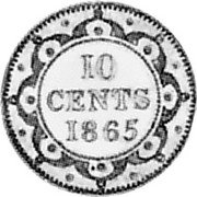 Canada 10 Cents (Victoria- pattern) KM# Pn11 10 CENTS 1865 coin reverse Canada 10 Cents (Victoria- pattern) KM# Pn11 10 CENTS 1865 coin reverse