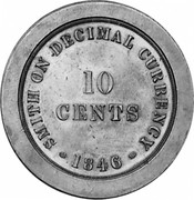 UK 10 Cents (Victoria) X# 50 SMITH ON DECIMAL CURRENCY 10 CENTS 1846 coin reverse UK 10 Cents (Victoria) X# 50 SMITH ON DECIMAL CURRENCY 10 CENTS 1846 coin reverse