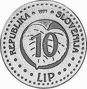 Slovenia 10 Lip (Ivan Cankar) X# Tn10 REPUBLIKA SLOVENIJA 1991 10 LIP coin obverse Slovenia 10 Lip (Ivan Cankar) X# Tn10 REPUBLIKA SLOVENIJA 1991 10 LIP coin obverse