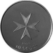 Malta 10 Scudi (Angelo de Mojano) X# 117 1986 10 SCUDI coin reverse Malta 10 Scudi (Angelo de Mojano) X# 117 1986 10 SCUDI coin reverse