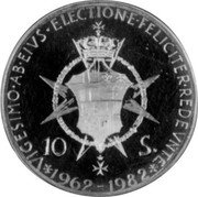 Malta 10 Scudo (Angelo de Mojano) X# 95 VIGESIMO AB EIVS ELECTION E FELICITER REDEVNTE 1962 -1982 10 S coin reverse