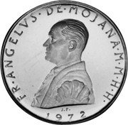 Malta 10 Scvdi (Angelo de Mojano) X# 52 FR ANGELVS DE MOJANA M M H H 1972 coin obverse Malta 10 Scvdi (Angelo de Mojano) X# 52 FR ANGELVS DE MOJANA M M H H 1972 coin obverse