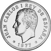 Spain 100 Pesetas Juan Carlos I 1977 Proof X# M29 JUAN CARLOS I REY DE ESPAÑA 1977 coin obverse Spain 100 Pesetas Juan Carlos I 1977 Proof X# M29 JUAN CARLOS I REY DE ESPAÑA 1977 coin obverse