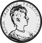 Spain 100 Pesetas Maria Cristina 1894 JP-L Unique; Proof Proof X# 11 MARIA CRISTINA REGENTE 1894 coin obverse