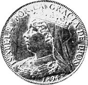 Spain 100 Pesetas Isabel II 1894 Proof X# 8 ISABEL 2A POR LA GRACIA DE DIOS 1894 coin obverse