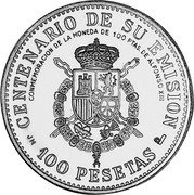 Spain 100 Pesetas Juan Carlos I 1977 Proof X# M29 CENTENARIO DE SU EMISION COMMEMORACION DE LA MONEDA DE 100 PTAS DE ALFONSO XIII JM 100 PESETAS coin reverse Spain 100 Pesetas Juan Carlos I 1977 Proof X# M29 CENTENARIO DE SU EMISION COMMEMORACION DE LA MONEDA DE 100 PTAS DE ALFONSO XIII JM 100 PESETAS coin reverse