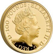 UK 100 Pounds (The Gold Standard) ELIZABETH II D G REG F D 100 POUNDS DC coin obverse UK 100 Pounds (The Gold Standard) ELIZABETH II D G REG F D 100 POUNDS DC coin obverse
