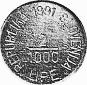Slovenia 2/1000 Lipe X# Tn4 Standart Coinage REPUBLIKA SLOVENIJA 2/1000 LIPE 1990 coin obverse Slovenia 2/1000 Lipe X# Tn4 Standart Coinage REPUBLIKA SLOVENIJA 2/1000 LIPE 1990 coin obverse
