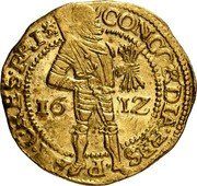 Netherlands 2 Ducats 1612 No mintmark KM# 31 Friesland Province Trade Coinage CONCORDIA RES P AR CRES FRI 16 1Z coin obverse Netherlands 2 Ducats 1612 No mintmark KM# 31 Friesland Province Trade Coinage CONCORDIA RES P AR CRES FRI 16 1Z coin obverse
