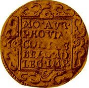 Netherlands 2 Ducats KM# 40 Gelderland Province Trade Coinage MO AVR PROVIN CON FOE BELG AD LEG IMP coin reverse Netherlands 2 Ducats KM# 40 Gelderland Province Trade Coinage MO AVR PROVIN CON FOE BELG AD LEG IMP coin reverse