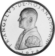Malta 2 Scudo (Angelo de Mojano) X# 59 FR ANGELVS DE MOJANA M M H H 1974 coin obverse Malta 2 Scudo (Angelo de Mojano) X# 59 FR ANGELVS DE MOJANA M M H H 1974 coin obverse