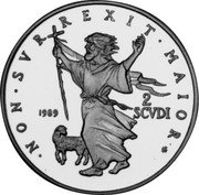 Malta 2 Scvdi (Andrew Bertie) X# 145 NON SVR REXIT MAIOR 1989 2 SCVDI coin reverse Malta 2 Scvdi (Andrew Bertie) X# 145 NON SVR REXIT MAIOR 1989 2 SCVDI coin reverse