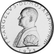 Malta 2 Scvdi (Angelo de Mojano) X# 60 FR ANGELVS DE MOJANA M M H H 1975 coin obverse Malta 2 Scvdi (Angelo de Mojano) X# 60 FR ANGELVS DE MOJANA M M H H 1975 coin obverse