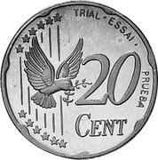 UK 20 Cent (Elizabeth II - pattern) X# Pn5a TRIAL ESSAI PRUEBA 20 CENT coin reverse